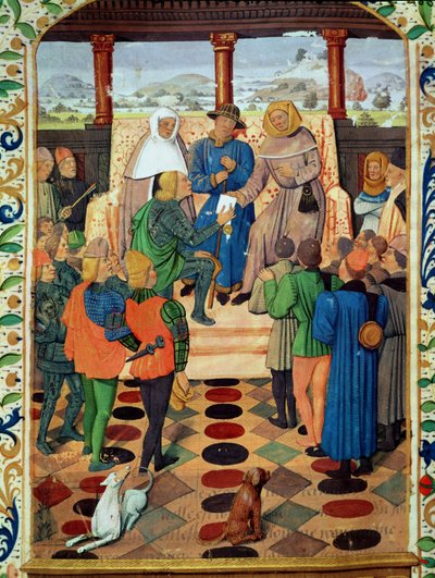Charles VII (1403-61) giving a document to Joan of Arc (1412-31) from Le Jouvencel by Jean de Bueil (1405-78) by French School