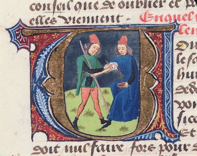 Bloodletting, from Traite de Medecine by Aldebrande de Florence, 1356 by French School