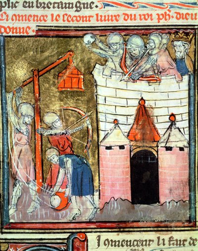 Siege of the Chateau de Chinon, from the Grandes Chroniques de France by French School