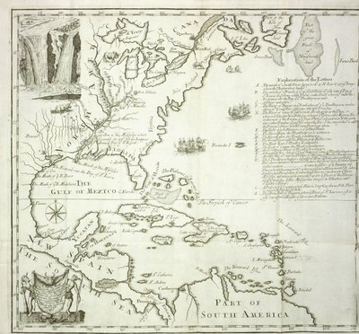 Folding map of the North American Atlantic coast, 1714 by French School