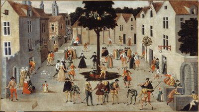 Folk festival around a tree, ca. 1560 by French School