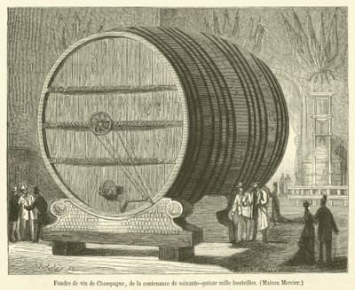 Champagne Wine Barrel, Holding Seventy-Five Thousand Bottles, Mercier House (engraving) by French School