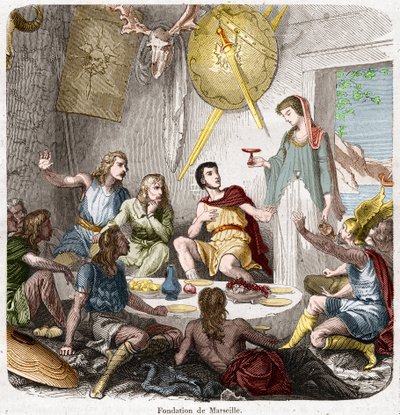 Foundation of Marseille in 600 BC: On the Day of the Arrival of the Greek Sailors, the Head of the Nams Organizes a Meal During which His Daughter Gyptis has to Choose Her Husband by Handing Him a Cup. The Greeks were Invited. by French School