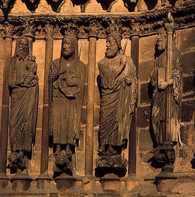 Four figures from the Cathedral facade, c.1230-40 by French School