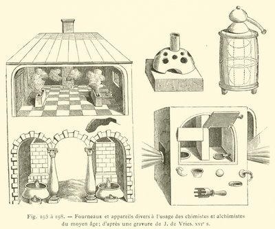 Furnaces and Various Apparatus for the Use of Chemists and Alchemists of the Middle Ages by French School