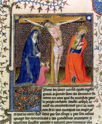 Joseph of Arimathaea collecting the Blood of the Crucified Christ, from La Quite de Saint Graal by French School
