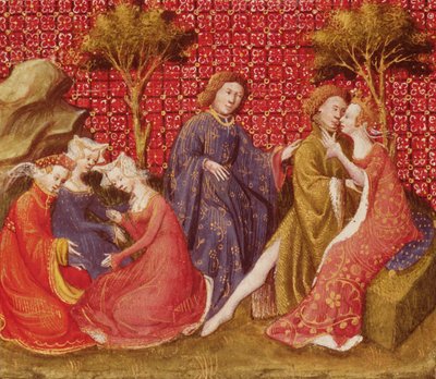 How Lancelot kissed Guinevere for the first time by French School