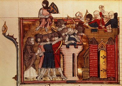 The Crusader assault on Jerusalem in 1099, from Le Roman de Godefroi de Bouillon by French School