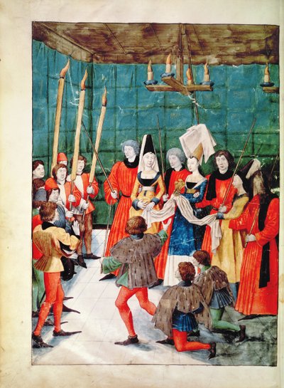 The Queen presenting the prize for a jousting tournament by French School