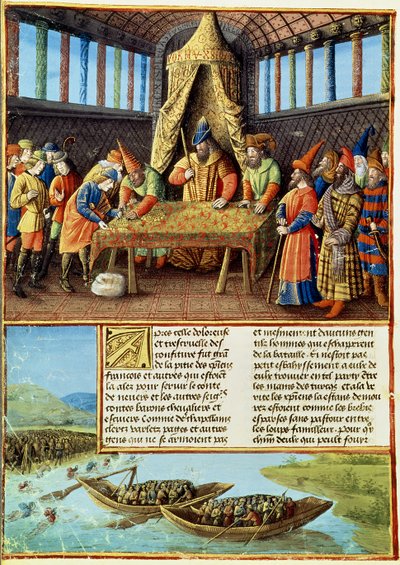 Bayezid I Receiving the Ransom, from Passages faits Outremer Written by Sebastien Mamerot, c.1490 by French School