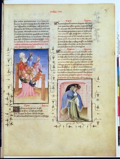 The Wheel of Fortune and the Treachery of Worldly Delights, from the LEpitre dOthea, by the Epitre Master, acquired by Jean de Berry c.1405 by French School