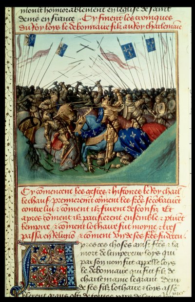 Lothair I in Combat with His Brothers Louis the German and Charles the Bald at Fontenoy en Puisaye by French School