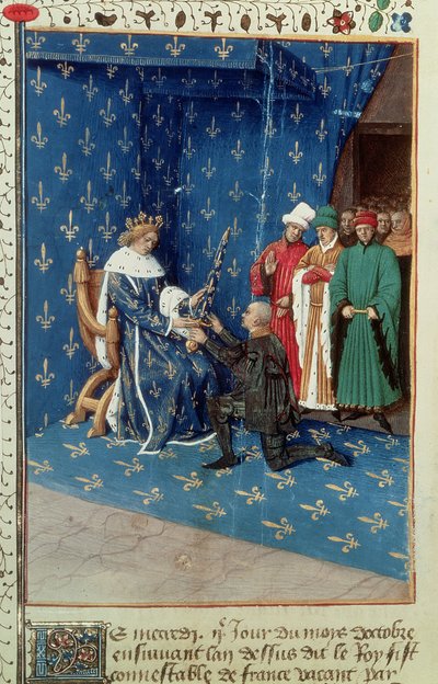 Charles V Knighting the Convert Bertrand Duguesclin by French School