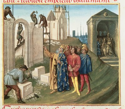 Construction of the Church at Aix La Chapelle by Charlemagne by French School