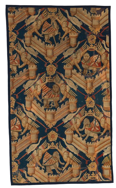 Fragment of a Heraldic Tapestry Depicting the Arms of Beaufort, Turenne and Comminges, Made in Paris or Arras by French School