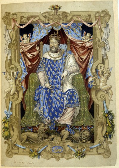 Francois 1st on his throne in ceremonial dress by French School