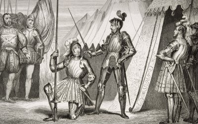 Francois I knighted by Captain Bayard after the Battle of Marignano, from 