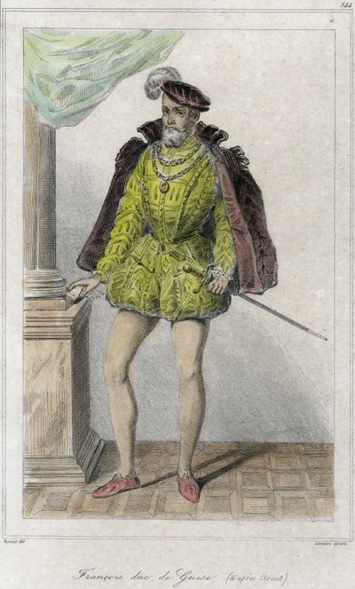 Francois I of Lorraine, 2nd Duke of Guise (1519 - 1563). It started the first war of religion by the massacre of Wassy (1562). Engraving 19th century by French School