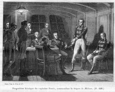 Francois Ponee II, the commander of La Meduse, Napoleonic fidele, offers the emperor to fight alone Le Bellerophon - in 