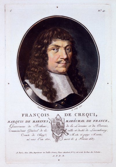 Francois de Crequi, Marquis de Marines, from Portraits des grands hommes, femmes illustres, et sujets memorables de France by French School