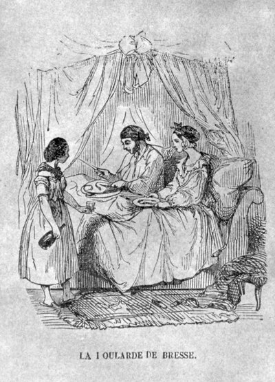 French Illustration of a person bedridden with gout. 1848 by French School