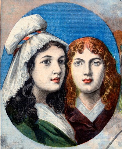 French Revolution - The French heroines: the sisters Felicite (1770-1841) and Theophile (1875-1819) by Fernig who fought dressed as a man against the Austrians to watch their father in 1792 - illustration from 