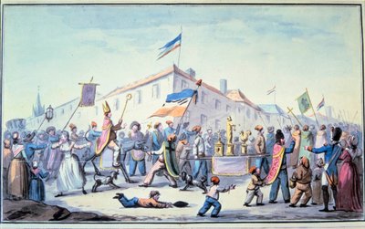 Formed Masquerade of the People Dresses in Priestly Clothing by French School