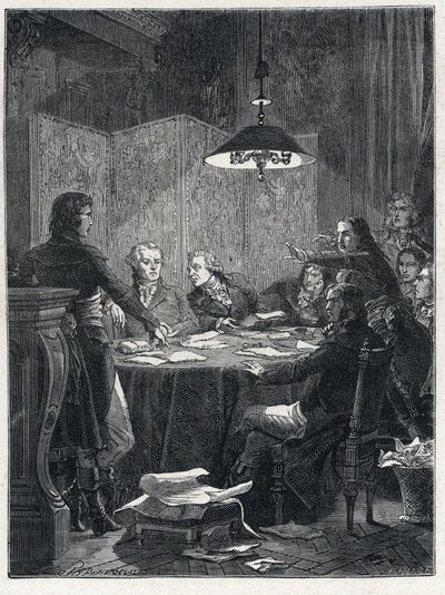 French Revolution: Meeting of the Public Salvation Committee, a revolutionary government set up by the National Convention in 1793 by French School