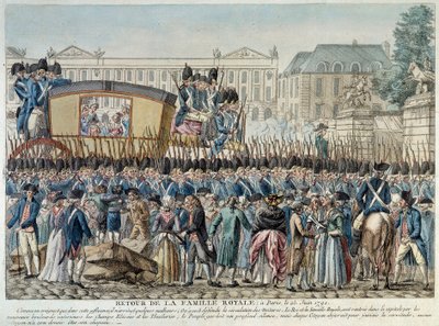 Return of the royal family to Paris on June 25, 1791 by French School