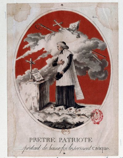 French Revolution: a patriot priest taking the civic oath in good faith by French School