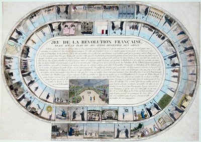 French Revolution: Game of the Goose at the End of the 18th Century with the Major Stages of the Revolution by French School