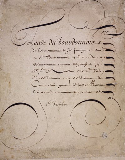 French calligraphy: Letter from the chamber of accounts by Louis Barbedor around 1640 by French School