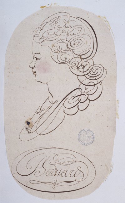 French calligraphy: Portrait of a young person executed by Bernard de Paris around 1780 by French School