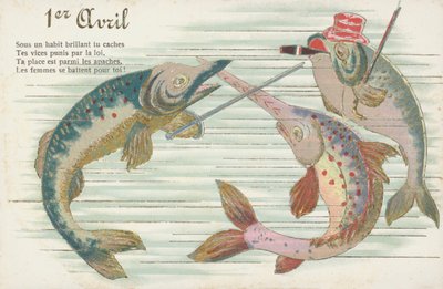 French Card Depicting Fish to Mark April Fool