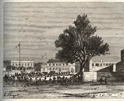 French colonies in Africa - Place du gouvernement a Goree - engraving in La France illustree: geography, history, statistical administration by V.A. Malt-Brown. 1884 by French School