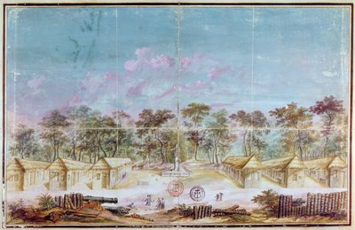 French colonists settlement on the beach of Kourou, Guyana in 1763 by French School