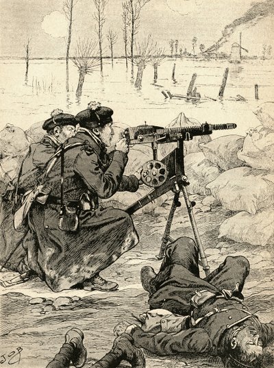 French Machine Gun Team at the Battle of the Yser, Belgium by French School