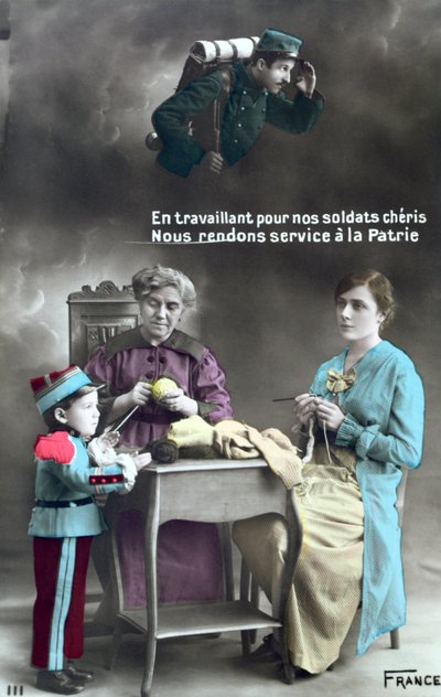 French patriotic postcard depicting the role of women during the First World War by French School