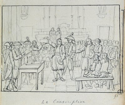 French revolution: conscription scene in Brittany in 1793. Paris, Musee Carnavalet by French School