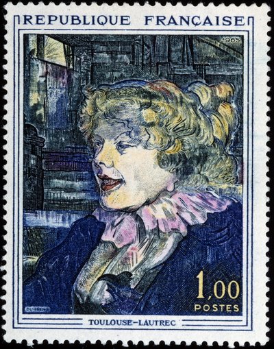 French stamp with painting by Toulouse Lautrec by French School
