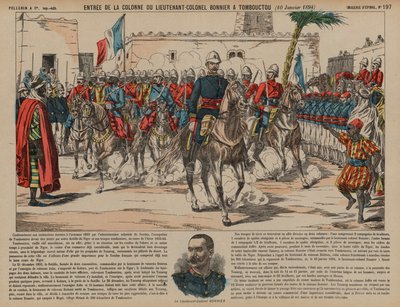 French troops commanded by Lieutenant-Colonel Eugene Bonnier entering Timbuktu by French School