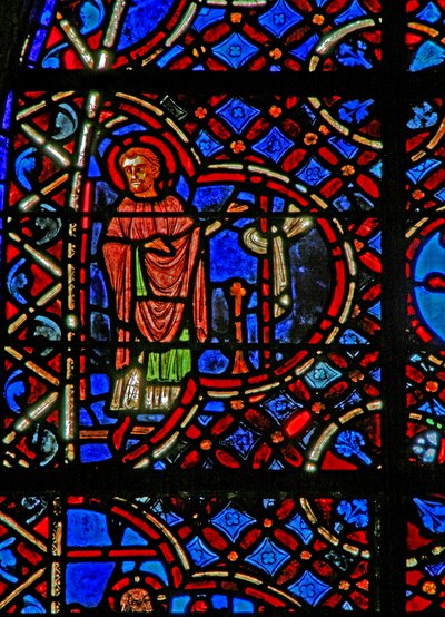 From window w12, the Good Samaritan window, an Apostle by French School