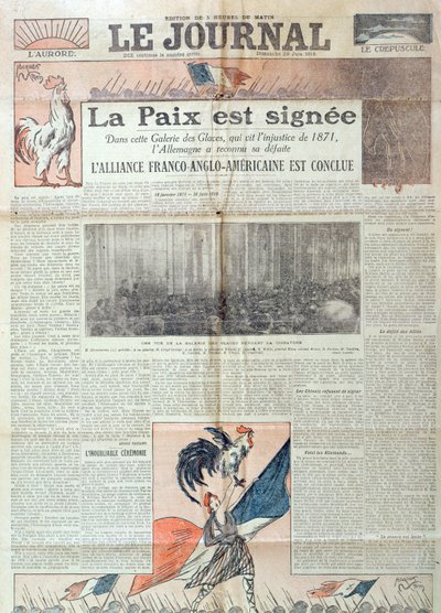 Front Page of Le Journal celebrating the signing of The Treaty of Versailles on 28th June 1919, 29th June 1919 by French School