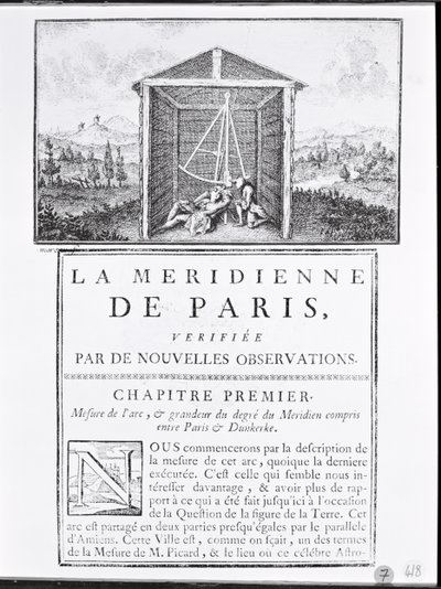 Front Page of the First Chapter of La Meridienne de Paris by Cesar-Francois Cassini de Thury by French School