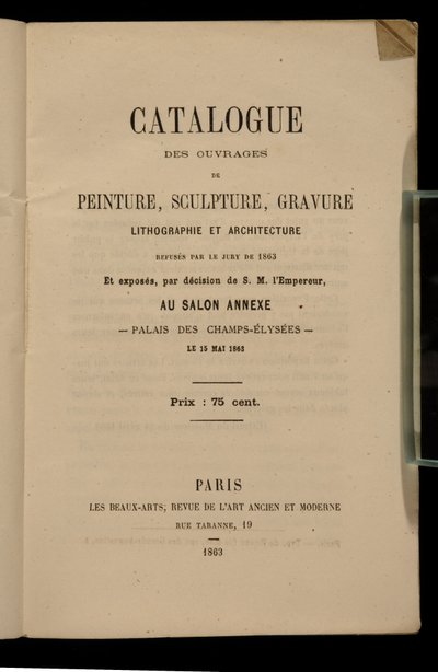Frontispiece for the catalogue for the Salon des Refuses, 1863 by French School