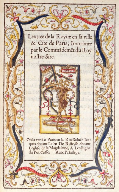 Frontispiece to a book about the Entry of Marguerite de Navarre into Paris by French School