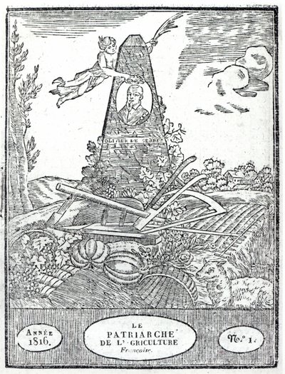 Frontispiece to an agricultural almanach with a portrait of Olivier de Serres (1539-1619) 1816 by French School