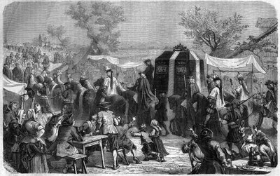 Funeral of Louis XIV in 1715. Engraving in “Histoire des Papes-Rois-Queen and Empereurs a travers les centuries” by Maurice Lachatre by French School