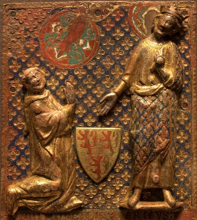 Funeral Plaque: Guy de Meyos Kneels in Front of Saint Louis (Louis IX of France) by French School