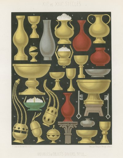 Furniture and various objects of the 12th and 13th centuries by French School